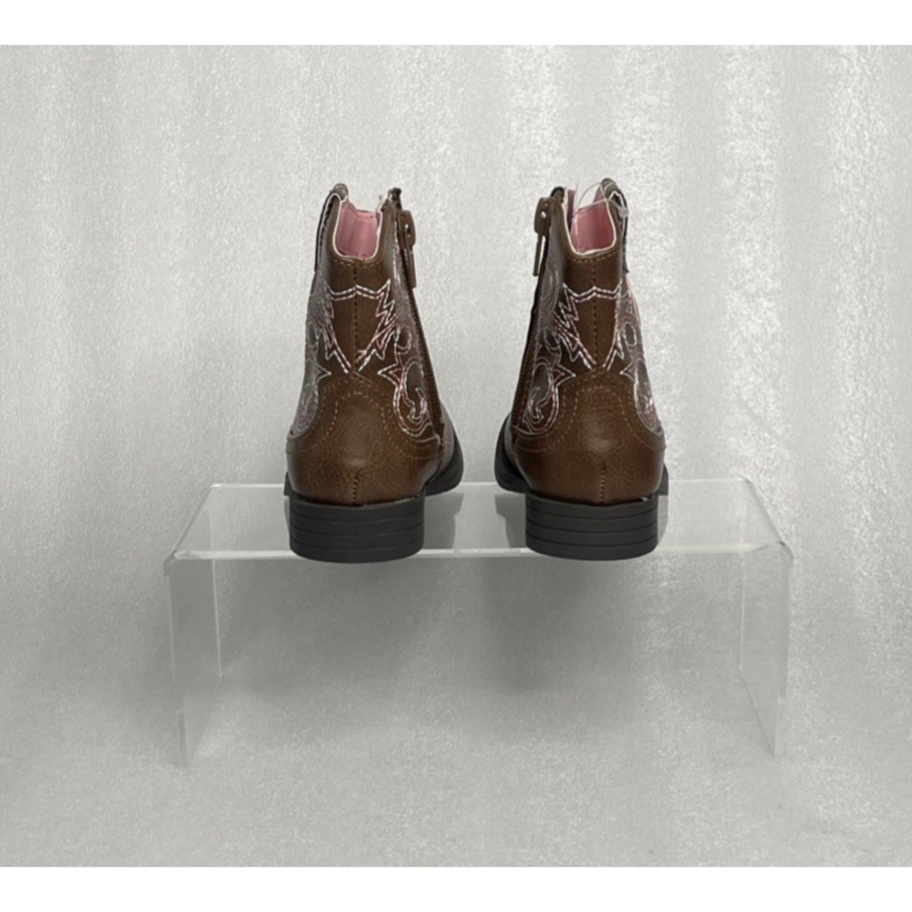 Wonder Nation Brown Zip up Square Toe Cowboy Cowgirl Boots Toddler Girls Size 5 - Picture 10 of 16